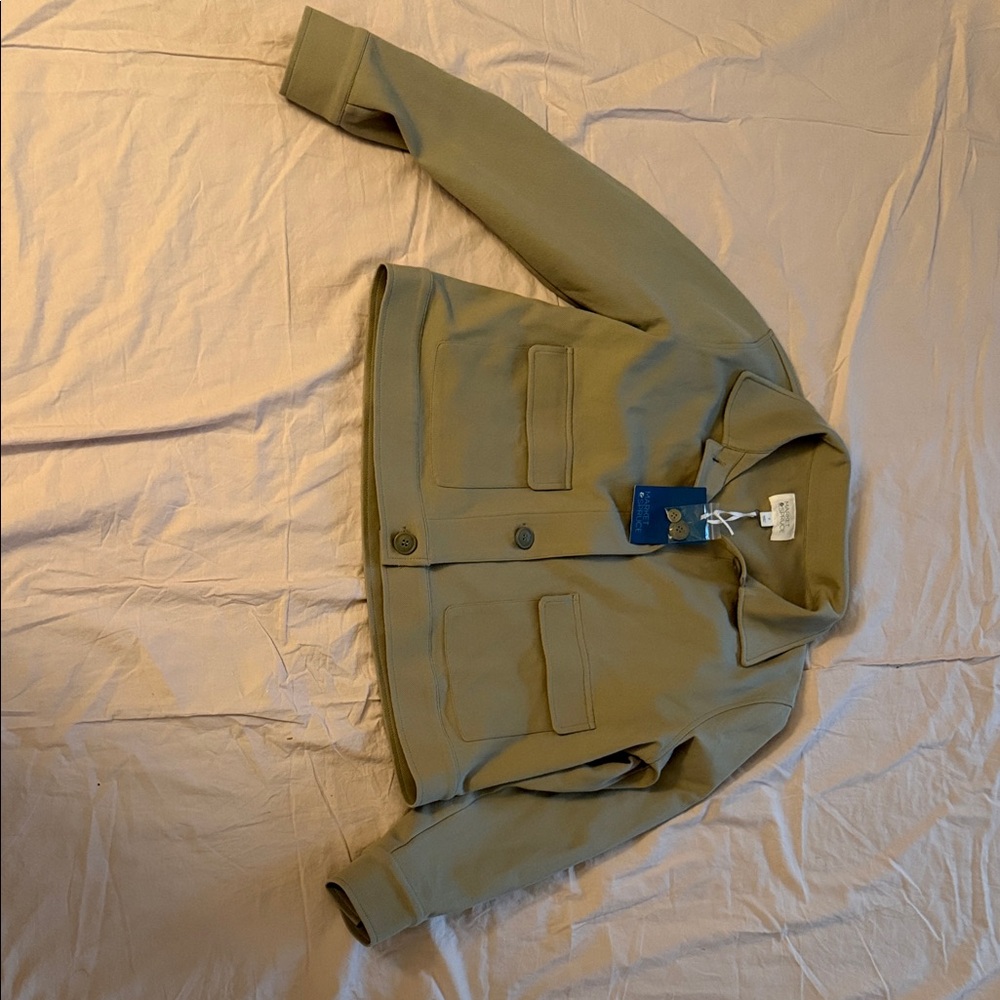 Market & Spruce Olive Green Cropped Blazer Jacket